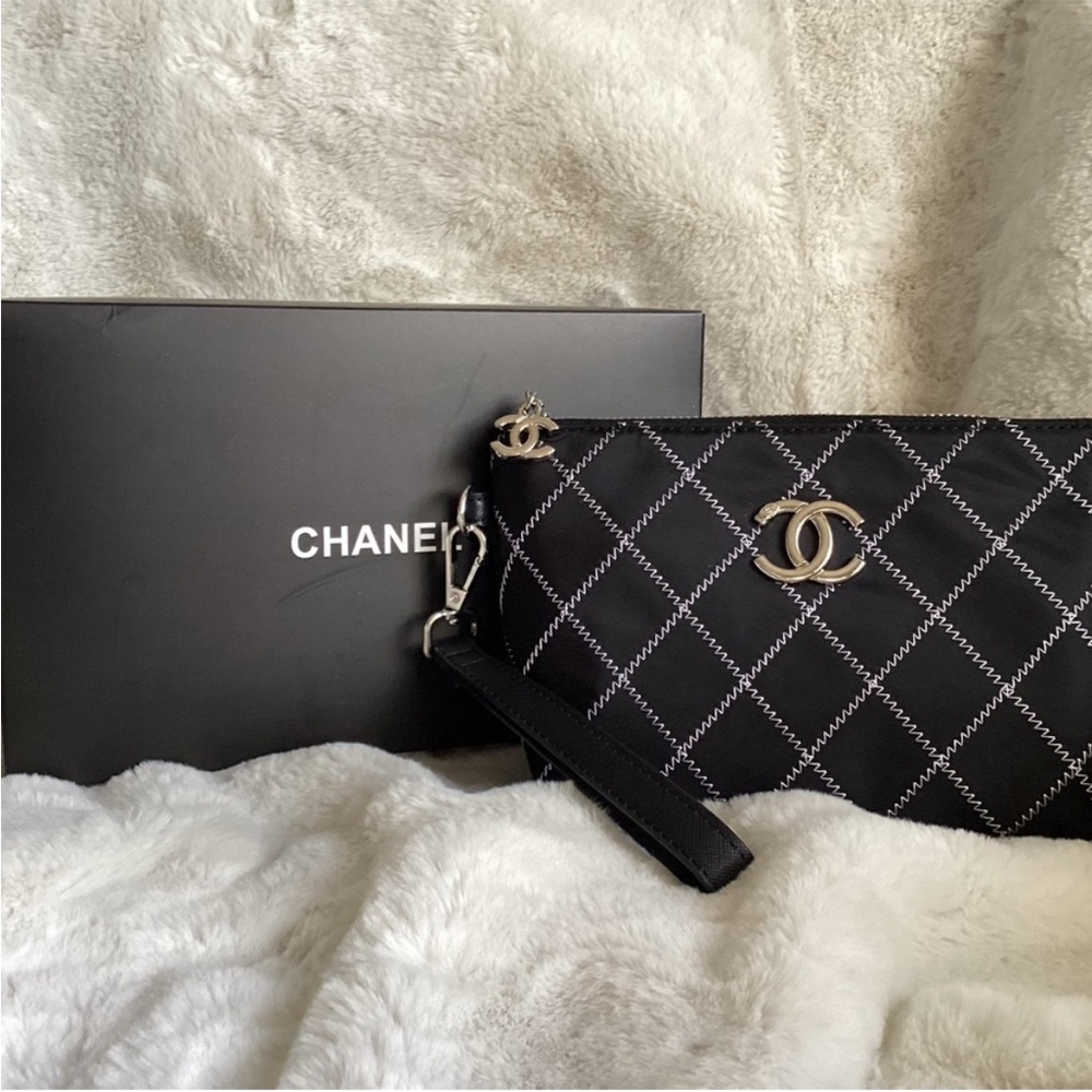 NEW CHANEL Cosmetic Pouch with Wristlet Strap